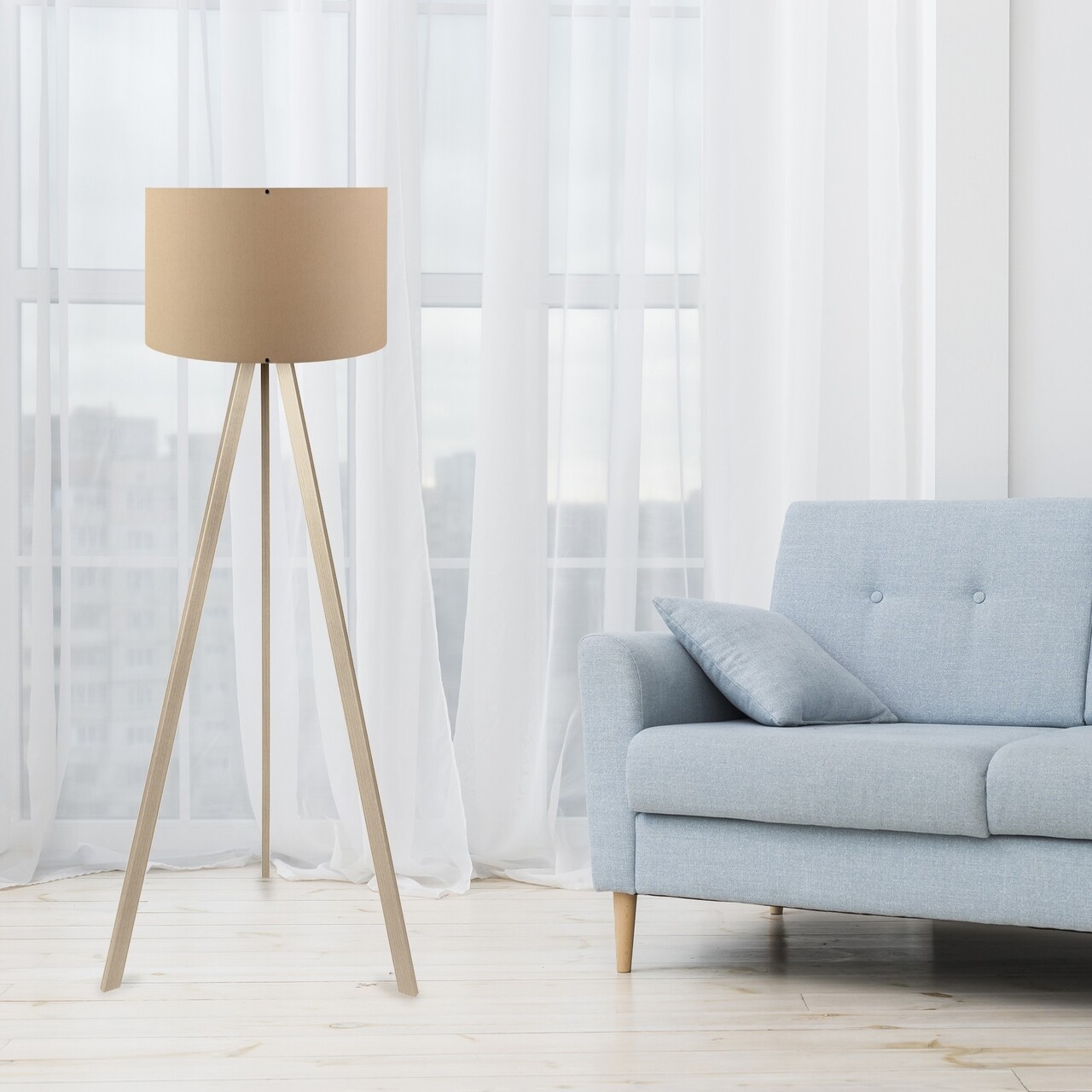 Lampadar, AYD-1518, Insignio, 38 x 140 cm, 1 x E27, 60W, bej/maro - imagine 5